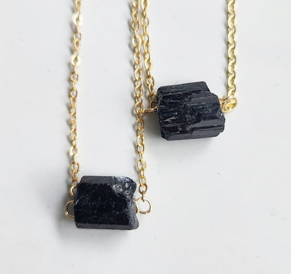 Earthy Black Tourmaline Natural Crystal Focal Necklace