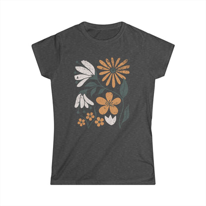 Vintage Distressed Field of Bloom Floral - Women's Softstyle Tee