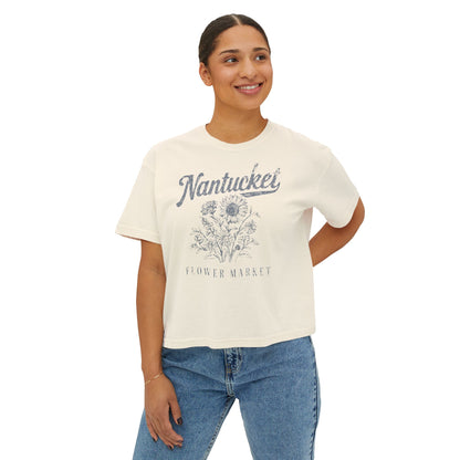 Nantucket Flower Market - Comfort Colors Boxy Cropped Tee