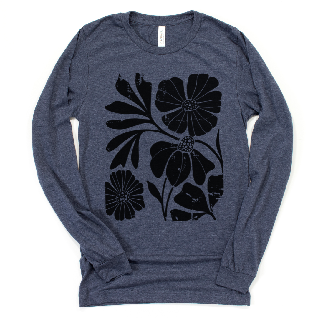 Artistic Boho Floral Print - Bella Canvas Super Soft Long Sleeve T Shirt