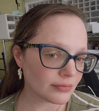Turquoise Droplet and Whimsical Leaf Dangle Easter Earrings