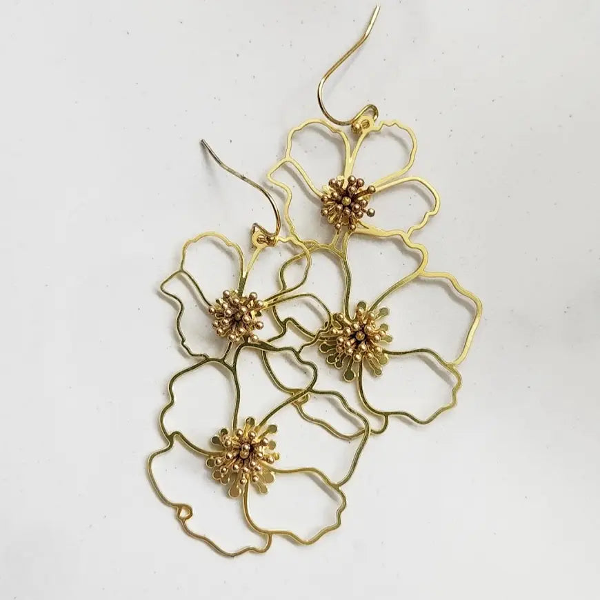 Poppy Flower Dangle and Drop Earrings