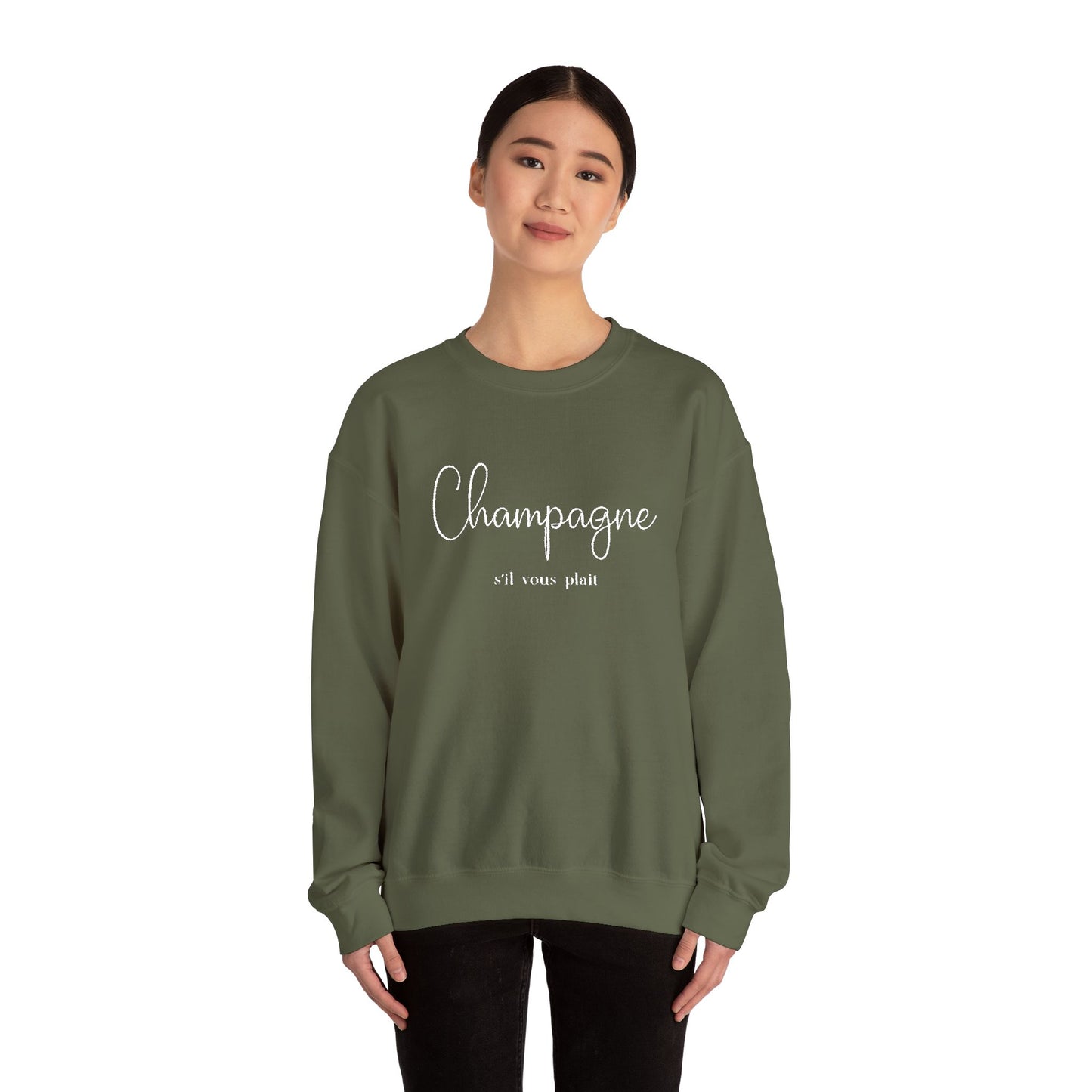 Champagne, s'il vous plait.  - Embroidery,  Crewneck