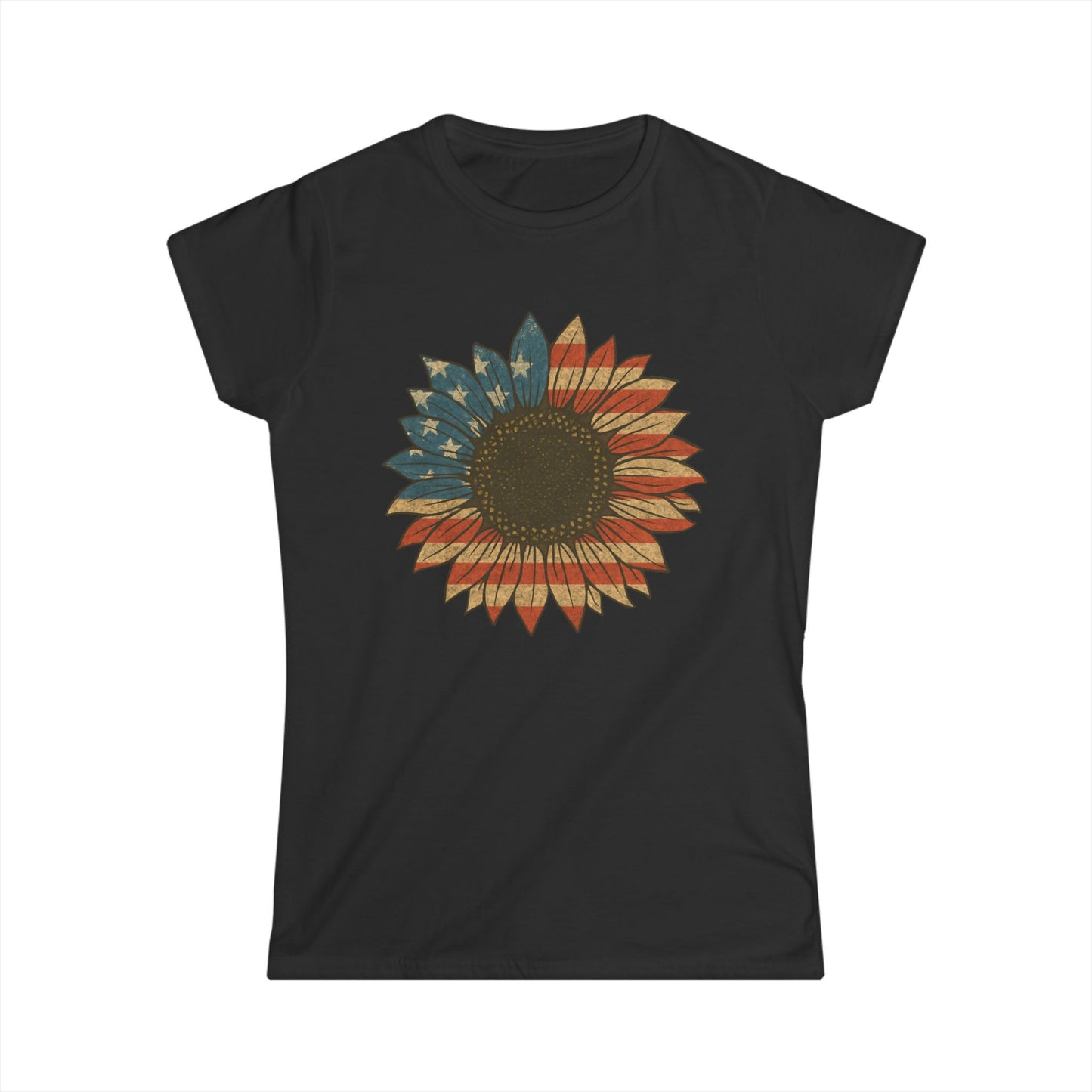 Stars & Stripes Sunflower - Women's Softstyle Tee
