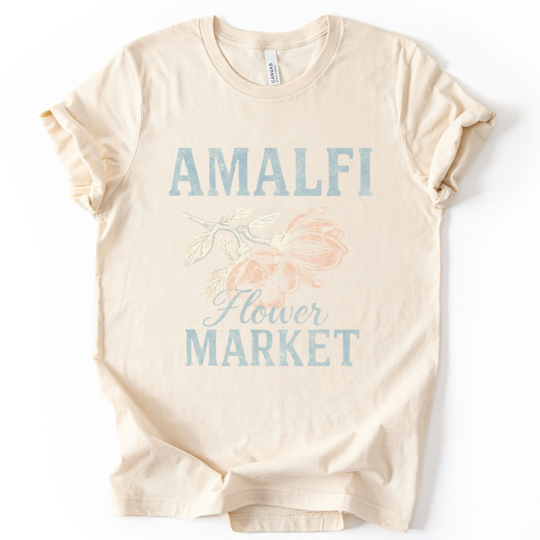 Amalfi Flower Market Vintage Faded Print - Bella Canvas Super Soft T Shirt