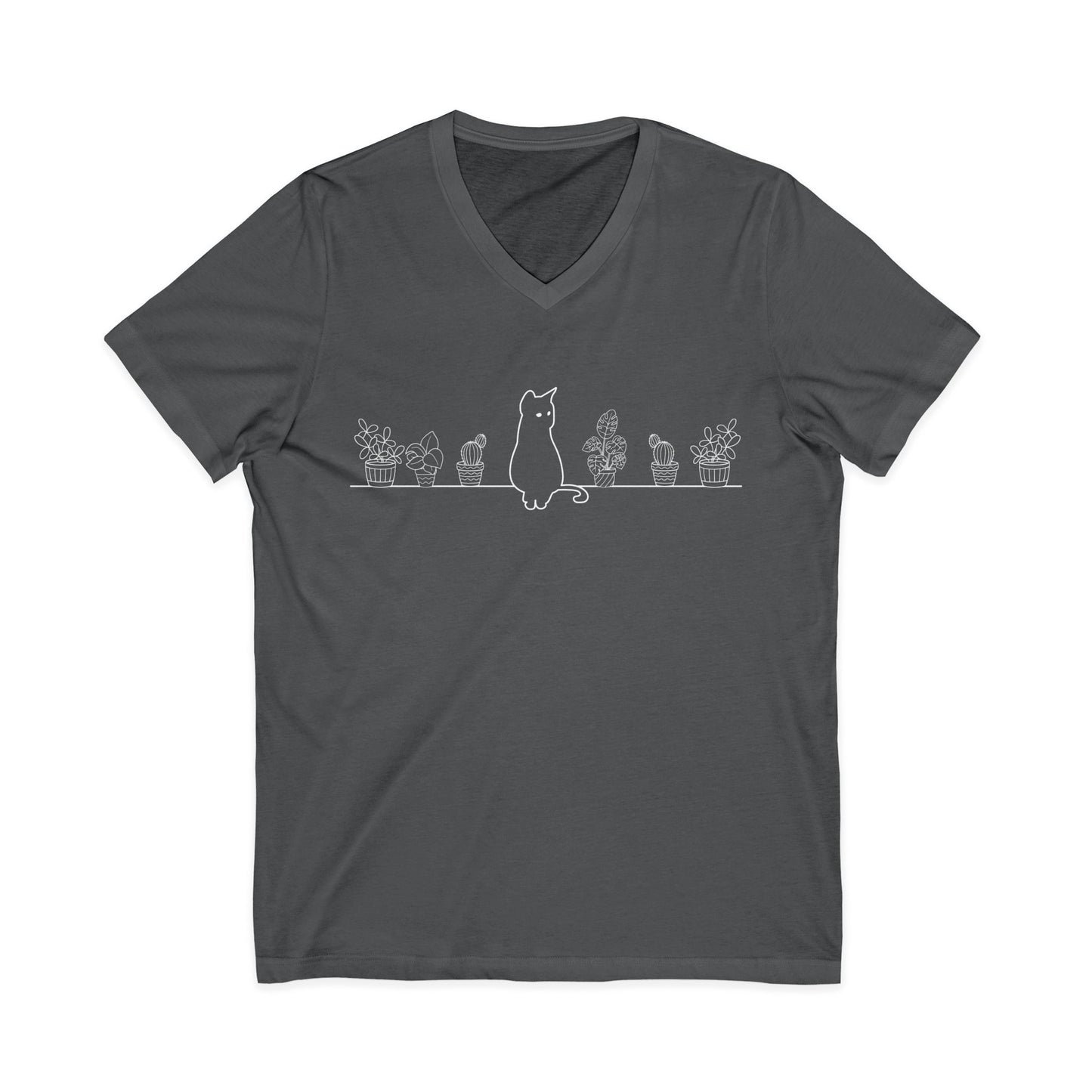 Cat On A Shelf - Short Sleeve V Neck