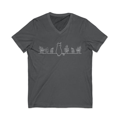 Cat On A Shelf - Short Sleeve V Neck