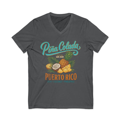 Pina Colada Vintage Print Tee - Short Sleeve V Neck