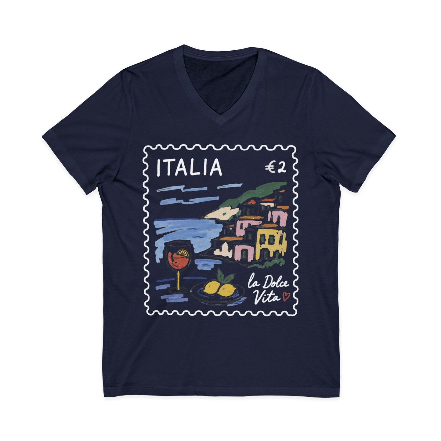 Postage From Positano - Short Sleeve V Neck