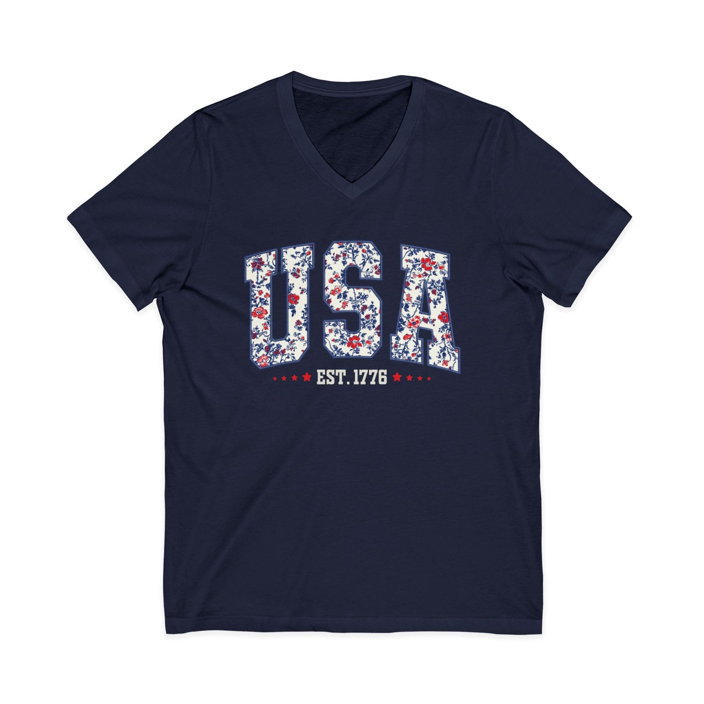 Floral USA - Short Sleeve V Neck