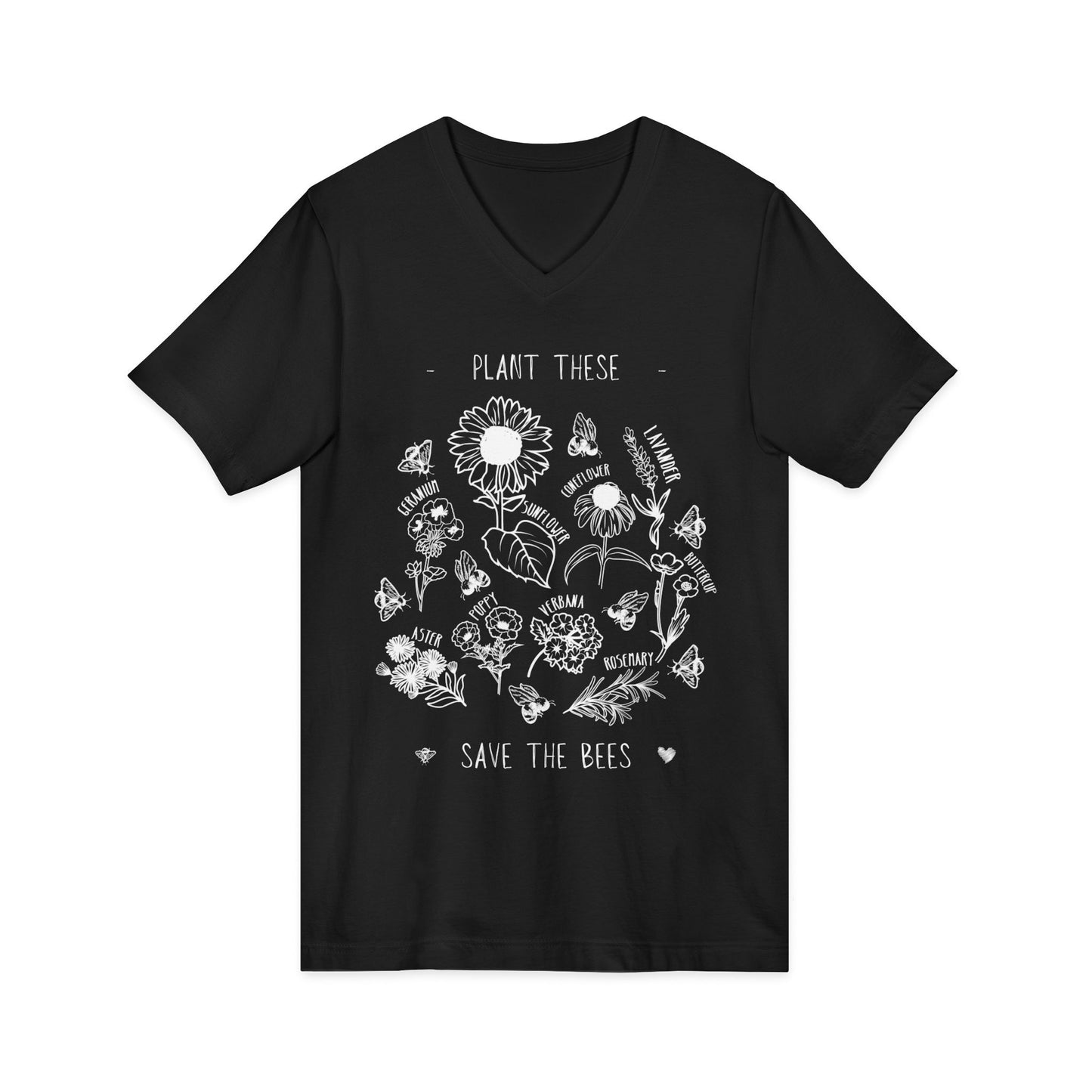 Plant These Save The Bees - Short Sleeve V-Neck Tee