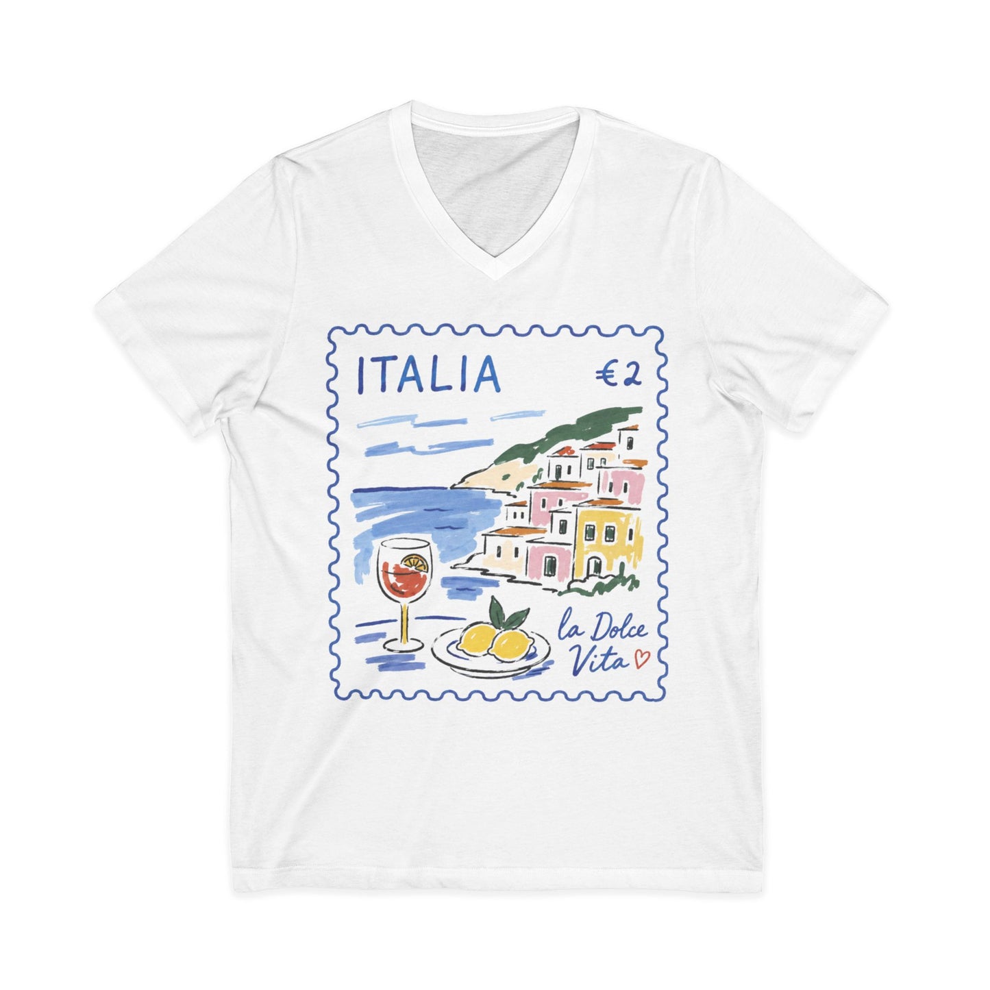 Postage From Positano - Short Sleeve V Neck