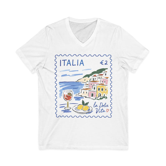 Postage From Positano - Short Sleeve V Neck