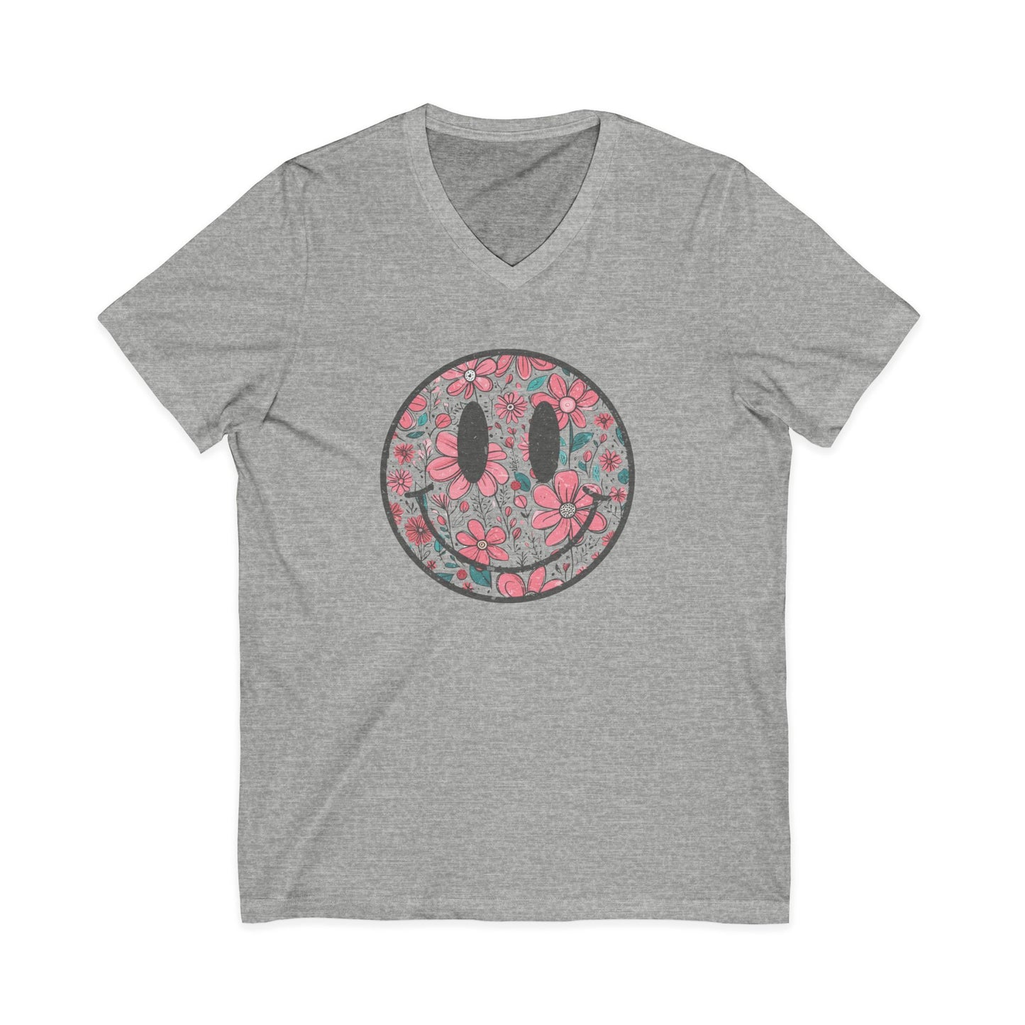 Flower Smile - Short Sleeve V Neck