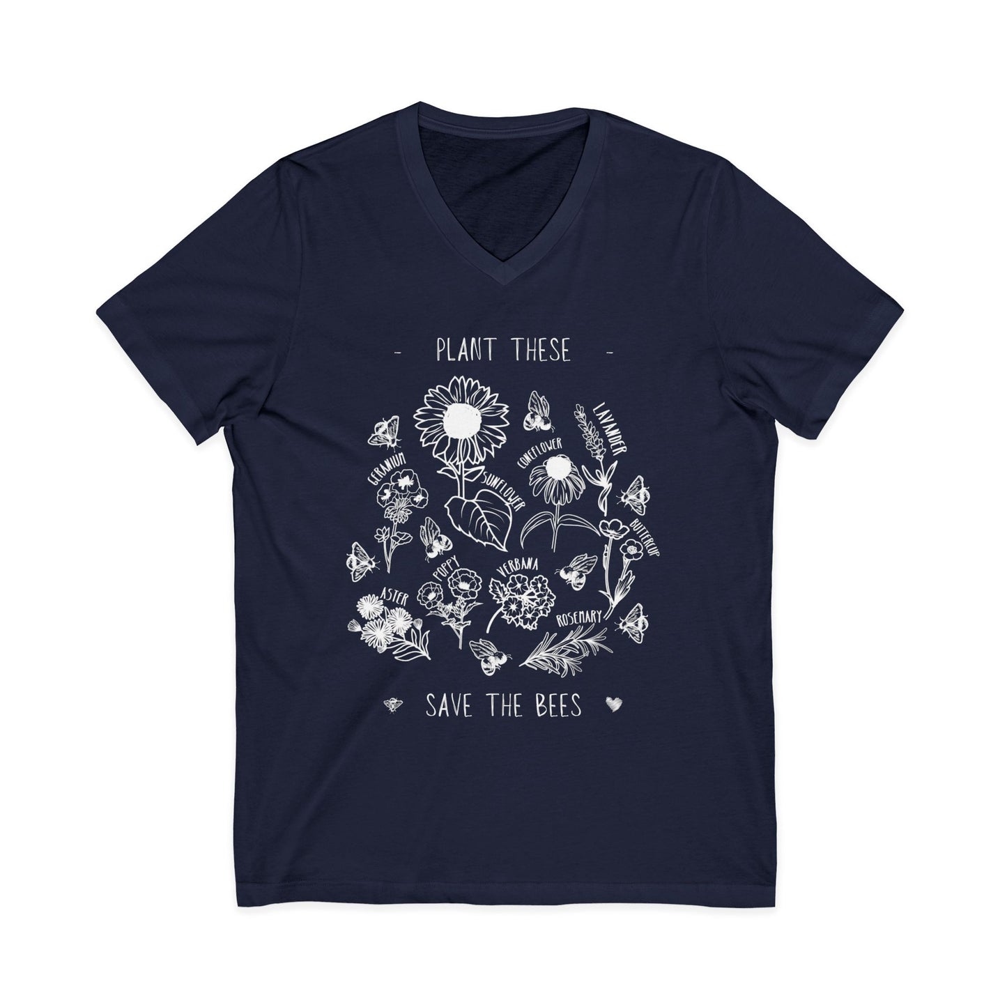 Plant These Save The Bees - Short Sleeve V-Neck Tee