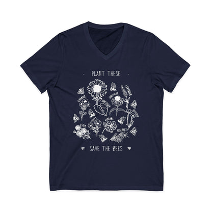 Plant These Save The Bees - Short Sleeve V-Neck Tee