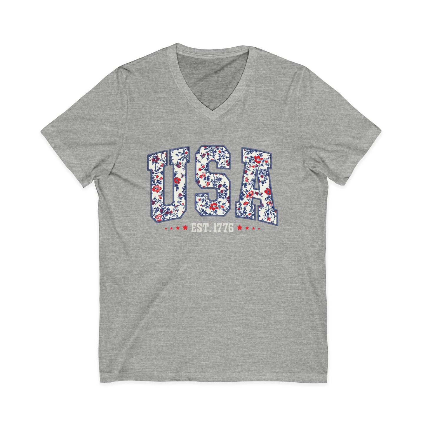 Floral USA - Short Sleeve V Neck