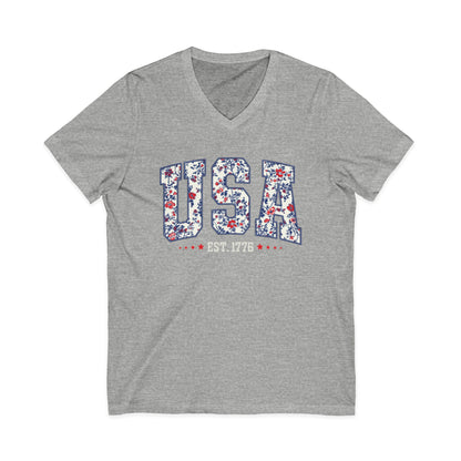 Floral USA - Short Sleeve V Neck