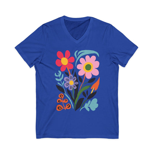 Vivid Floral - Short Sleeve V Neck