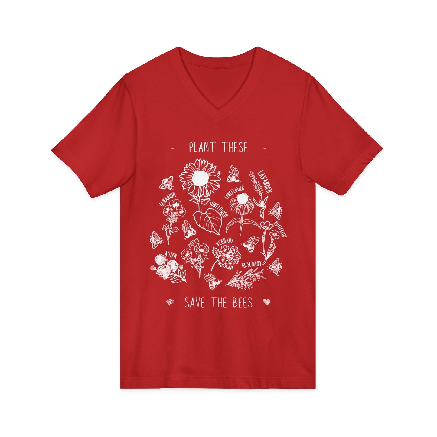 Plant These Save The Bees - Short Sleeve V-Neck Tee