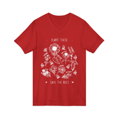 Plant These Save The Bees - Short Sleeve V-Neck Tee