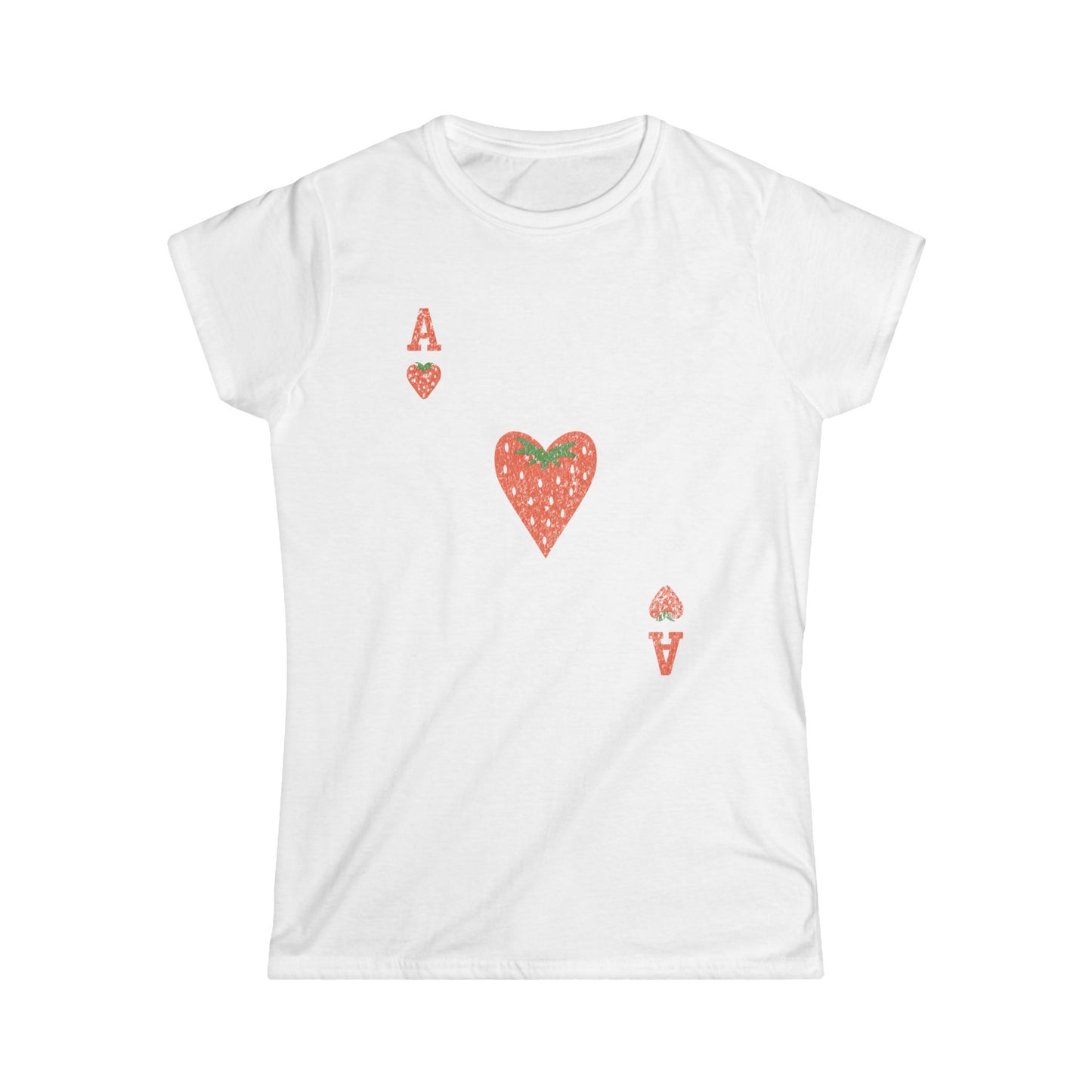 The Ace Of Strawberries, Vintage Distressed Print - Women's Cut Fitted Tee