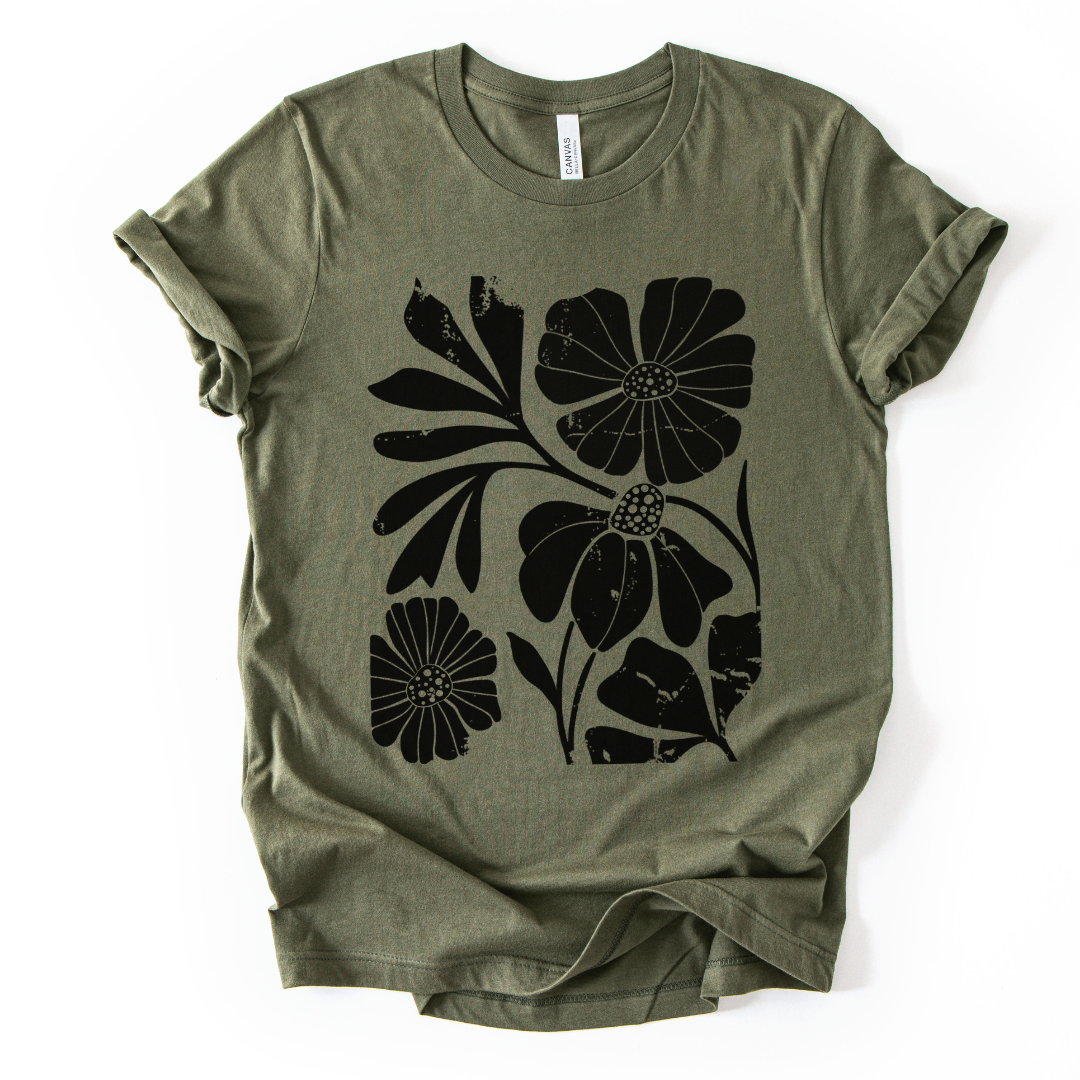 Artistic Boho Floral Print - Bella Canvas Super Soft Fitted T Shirt