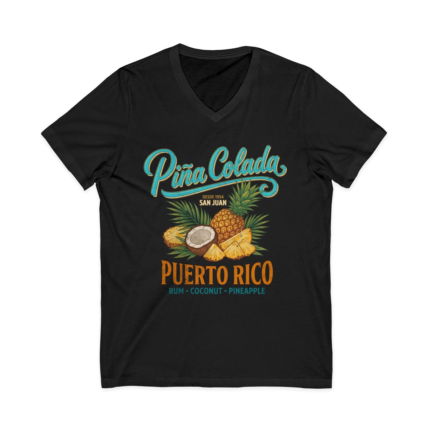 Pina Colada Vintage Print Tee - Short Sleeve V Neck