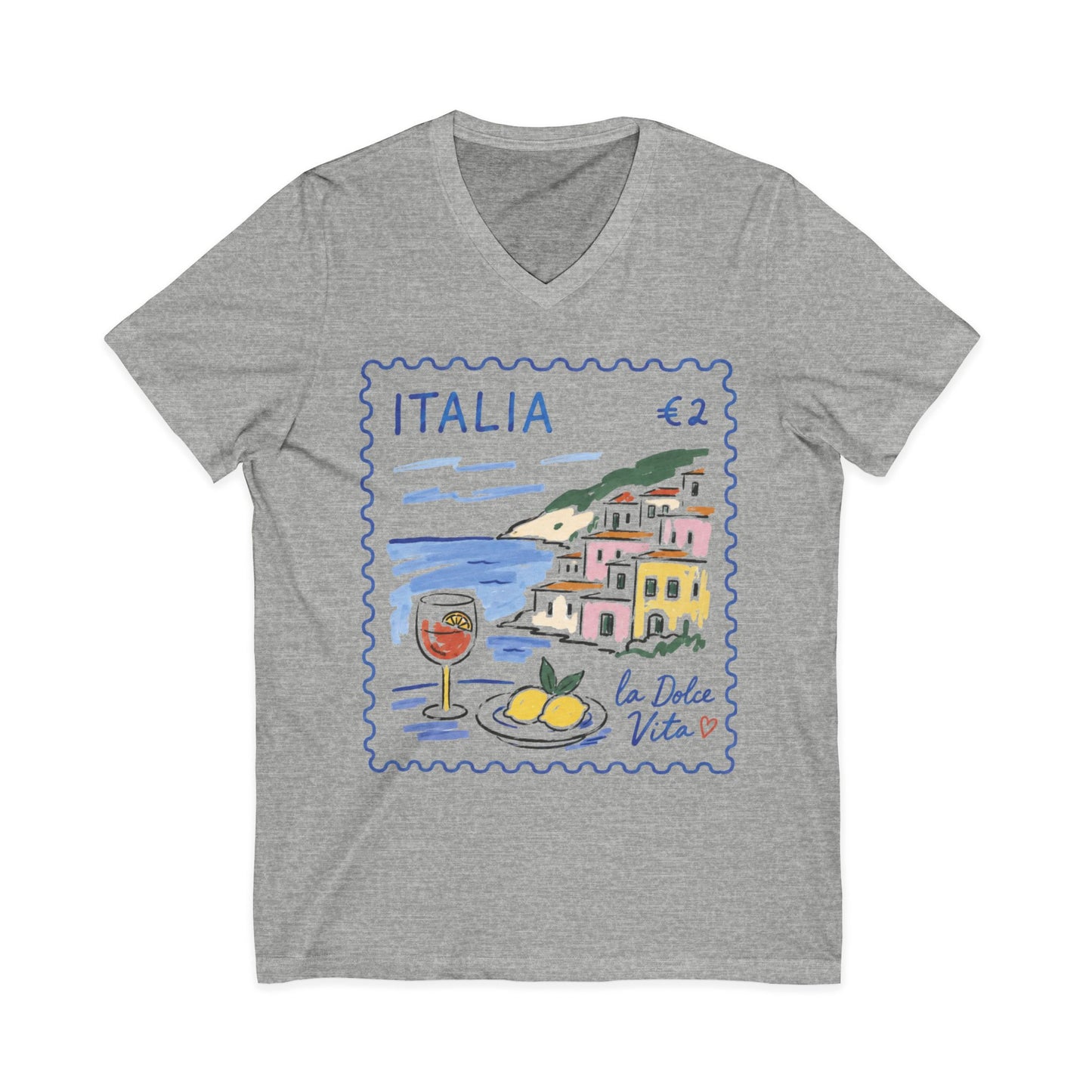 Postage From Positano - Short Sleeve V Neck