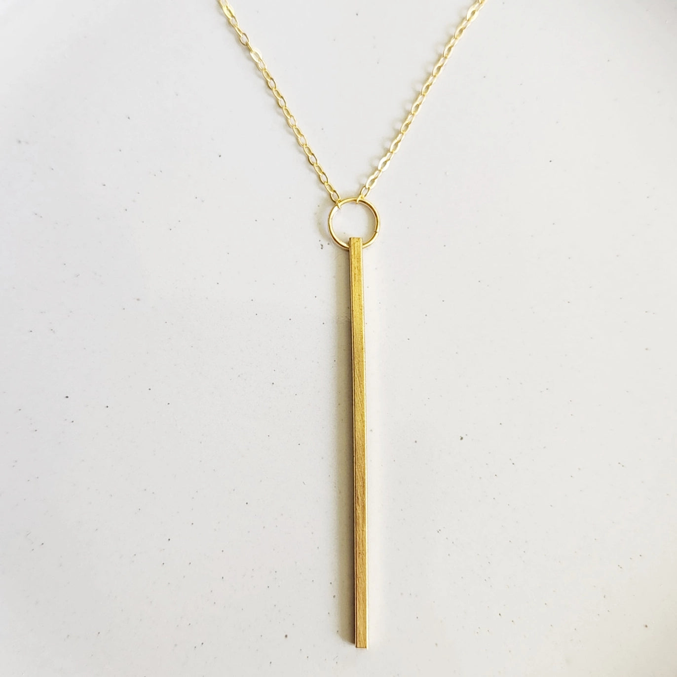 Brass Bar Long Dangle & Post Earrings and Pendant Necklace