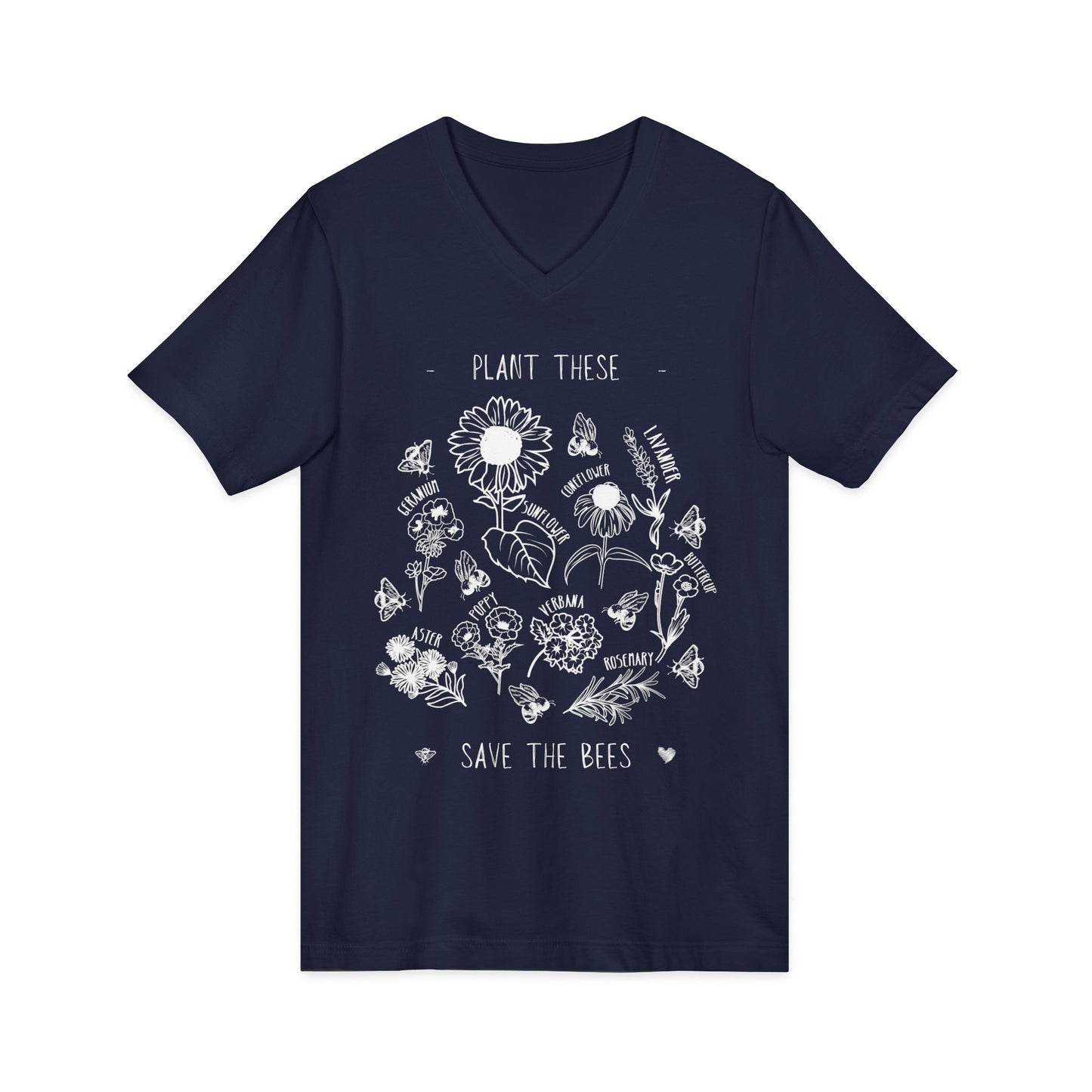 Plant These Save The Bees - Short Sleeve V-Neck Tee