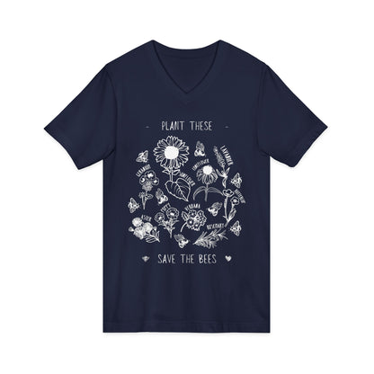 Plant These Save The Bees - Short Sleeve V-Neck Tee