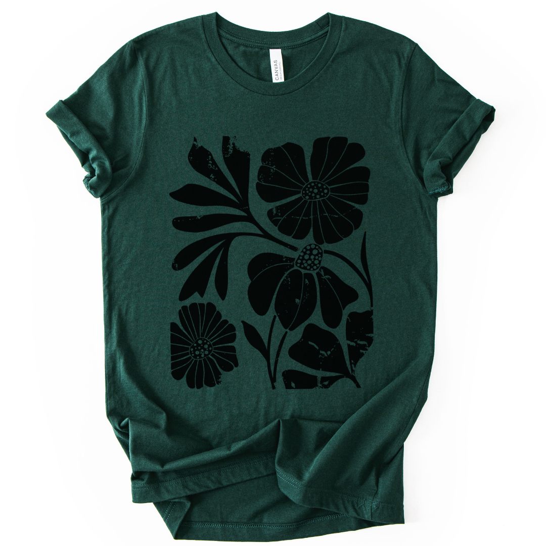 Artistic Boho Floral Print - Bella Canvas Super Soft Fitted T Shirt
