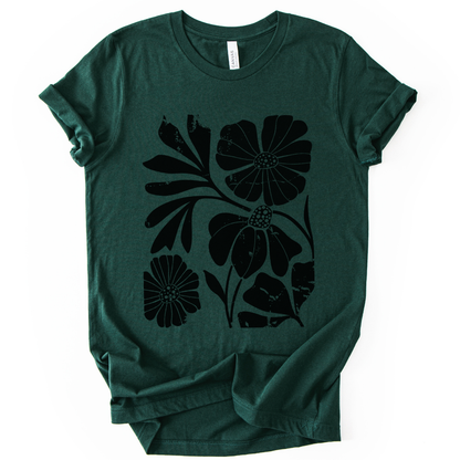 Artistic Boho Floral Print - Bella Canvas Super Soft Fitted T Shirt