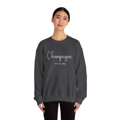 Champagne, s'il vous plait.  - Embroidery,  Crewneck