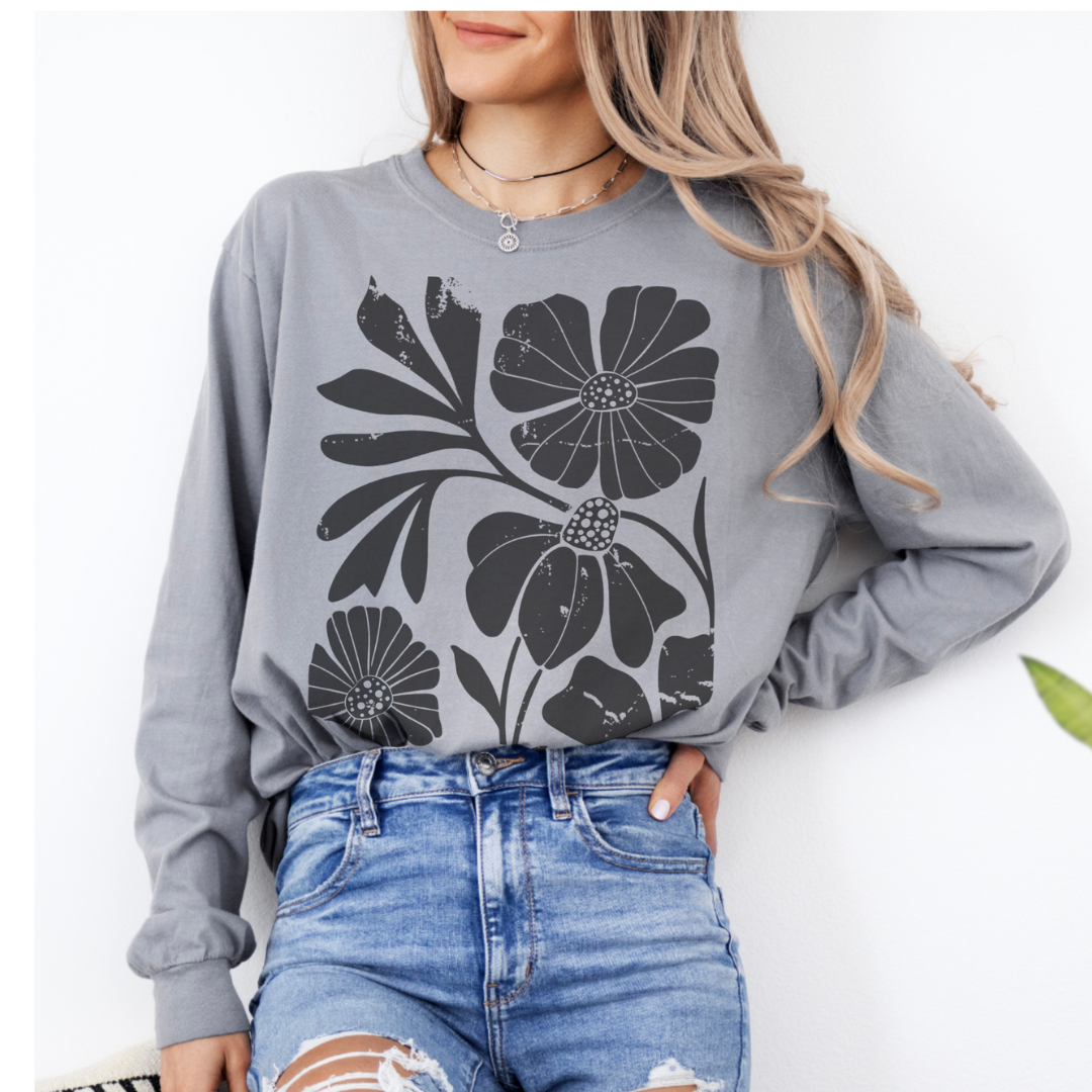 Artistic Boho Floral- Comfort Colors Premium Long Sleeve T Shirt