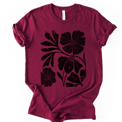 Artistic Boho Floral Print - Bella Canvas Super Soft Fitted T Shirt