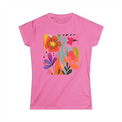 Modern Art Flower Print - Women's Softstyle Tee
