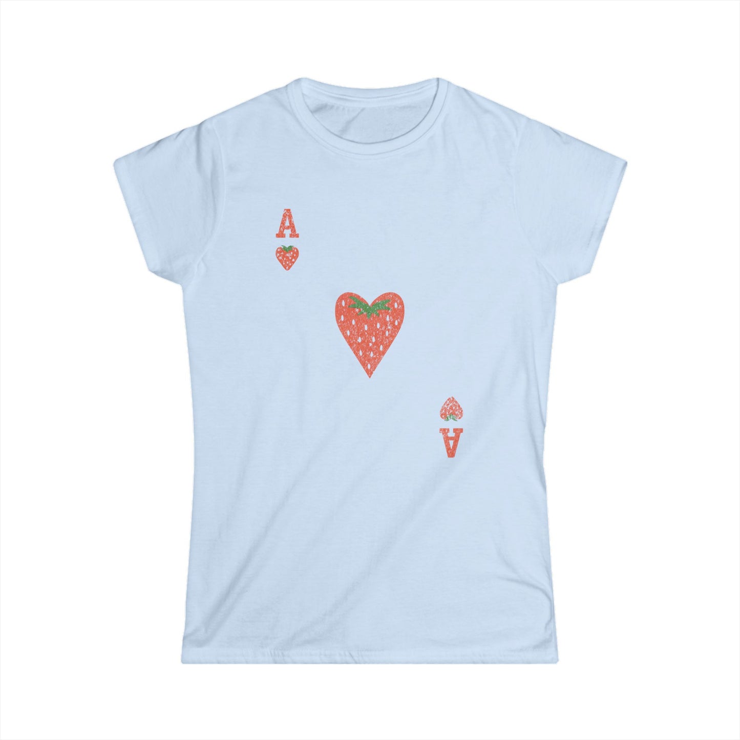 The Ace Of Strawberries, Vintage Distressed Print - Women's Cut Fitted Tee