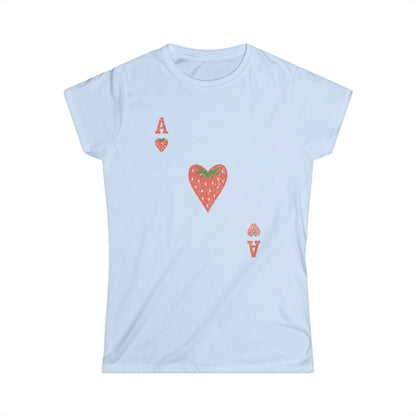 The Ace Of Strawberries, Vintage Distressed Print - Women's Cut Fitted Tee
