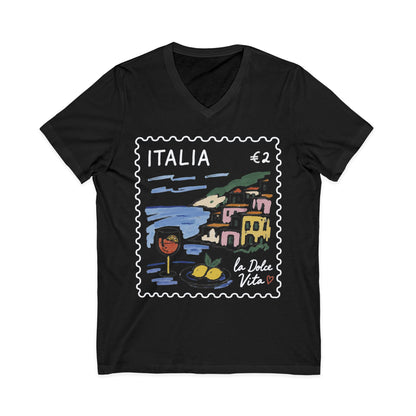 Postage From Positano - Short Sleeve V Neck