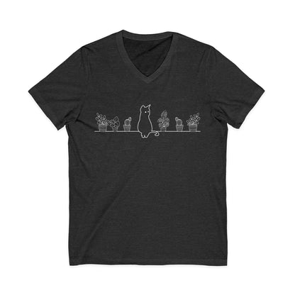 Cat On A Shelf - Short Sleeve V Neck