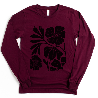 Artistic Boho Floral Print - Bella Canvas Super Soft Long Sleeve T Shirt