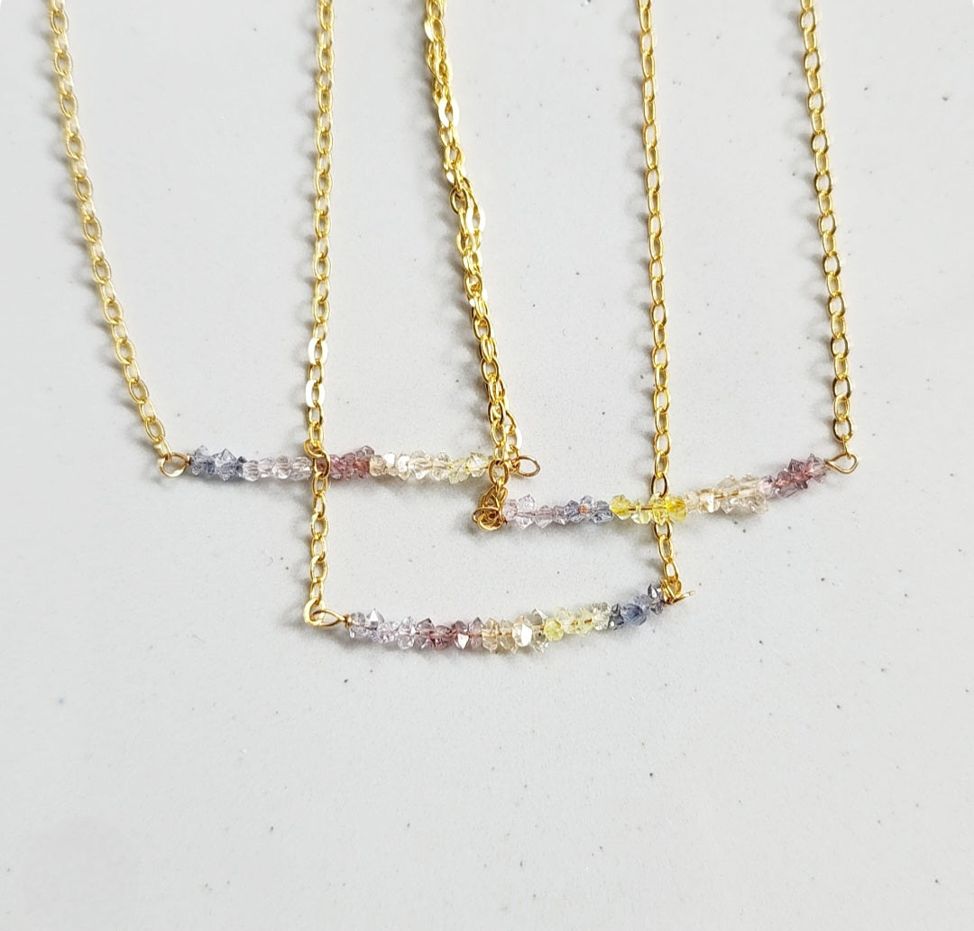 Sunrise Ombre Herkimer Diamond Beaded Necklace