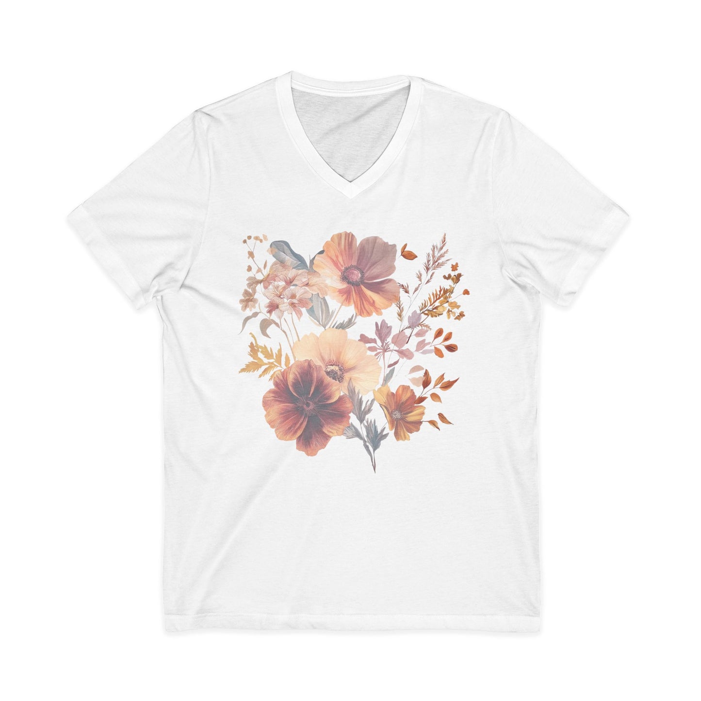 Sunset Floral - Short Sleeve V Neck