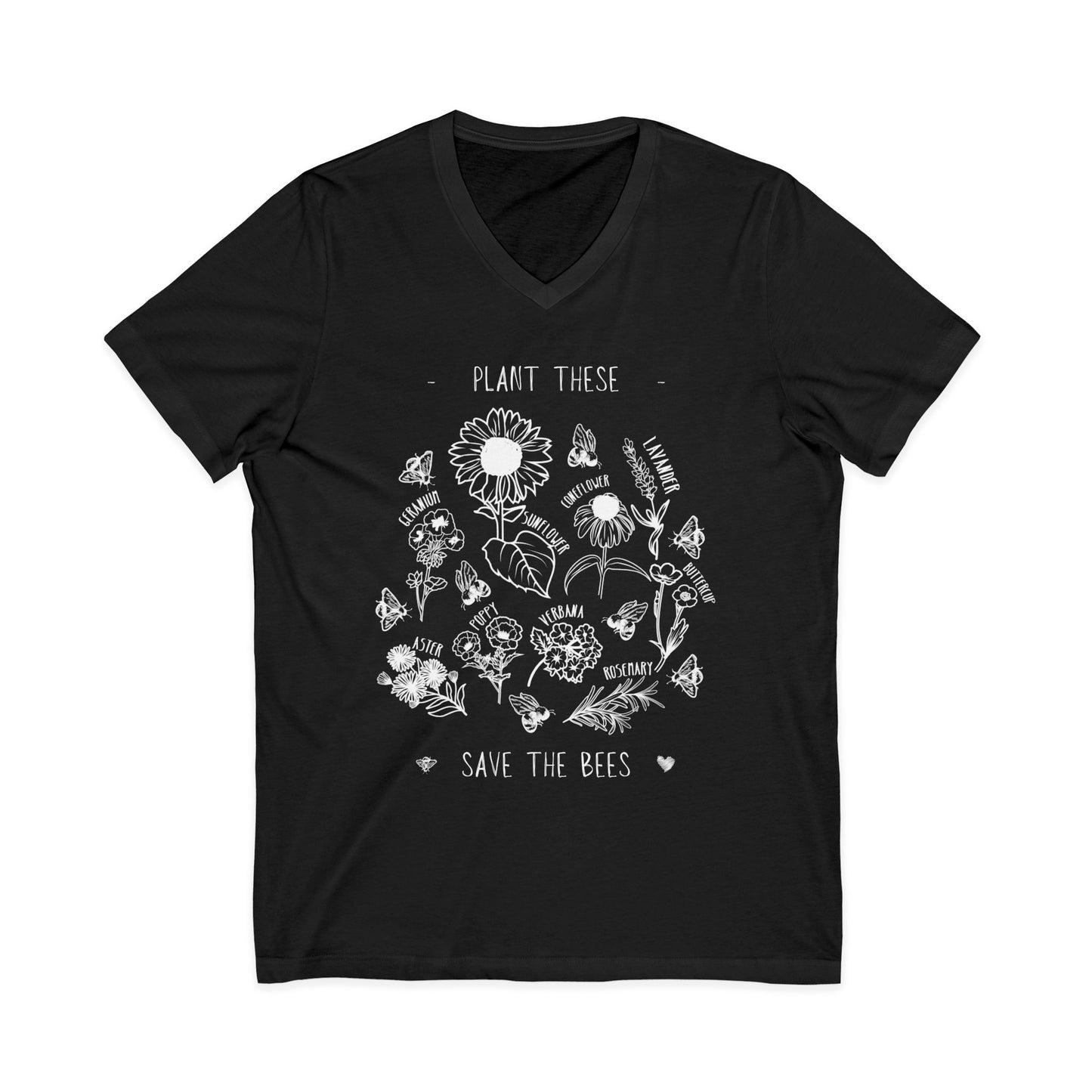 Plant These Save The Bees - Short Sleeve V-Neck Tee