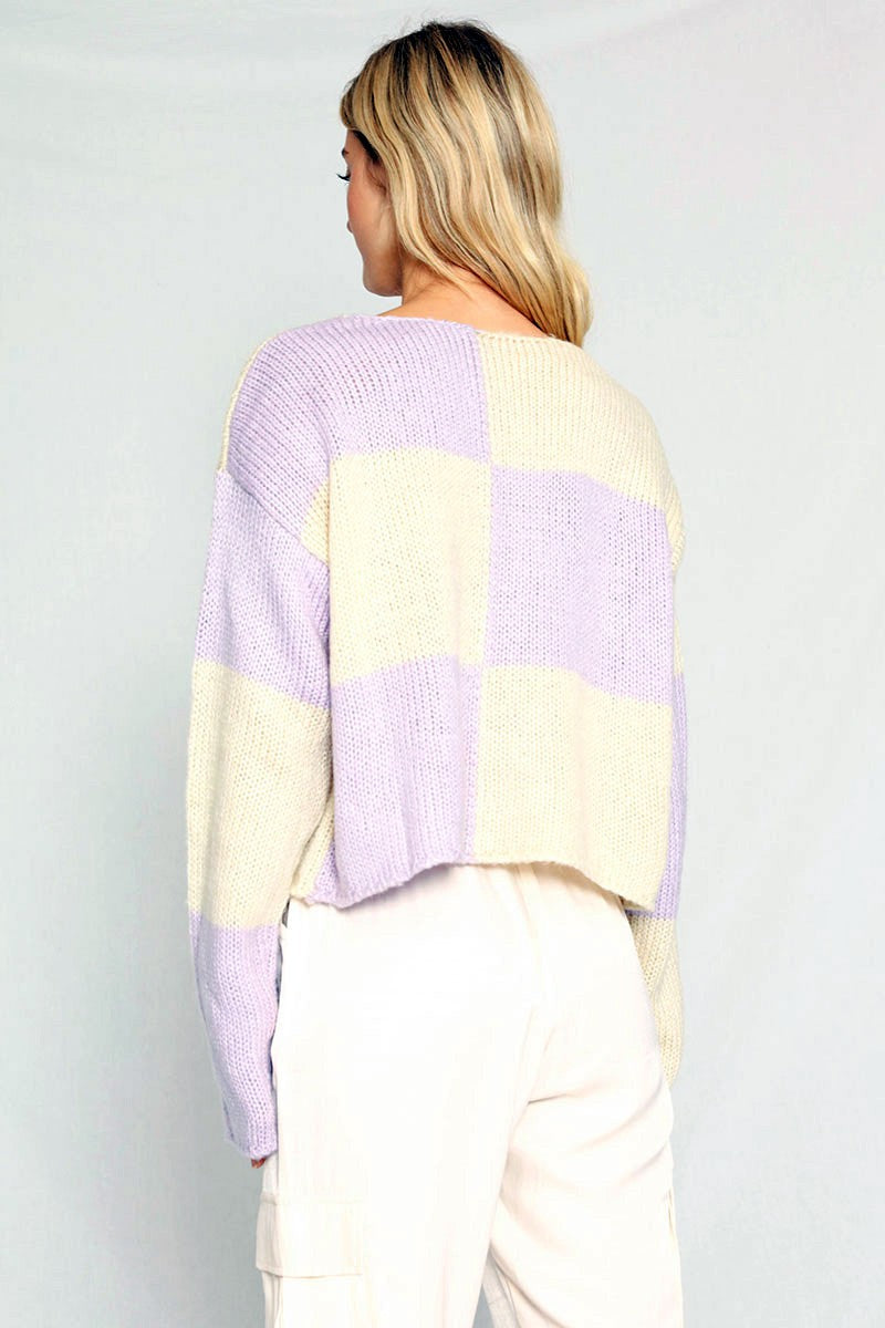 Checkered Cropped Sweater