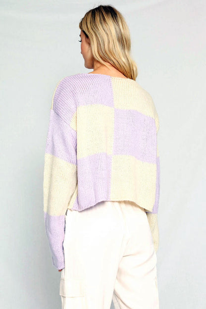 Checkered Cropped Sweater