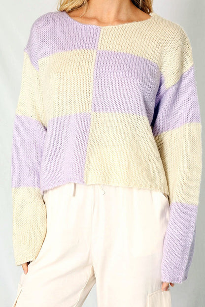 Checkered Cropped Sweater
