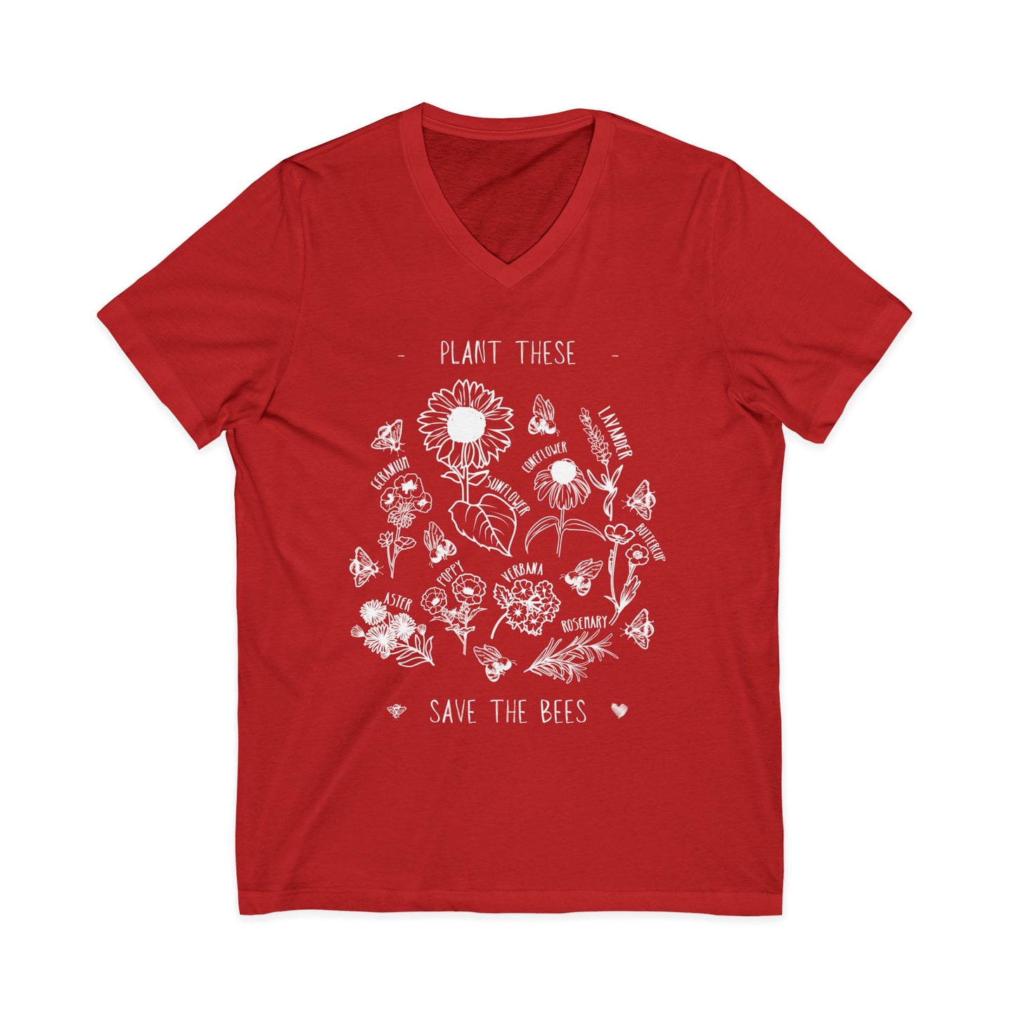 Plant These Save The Bees - Short Sleeve V-Neck Tee